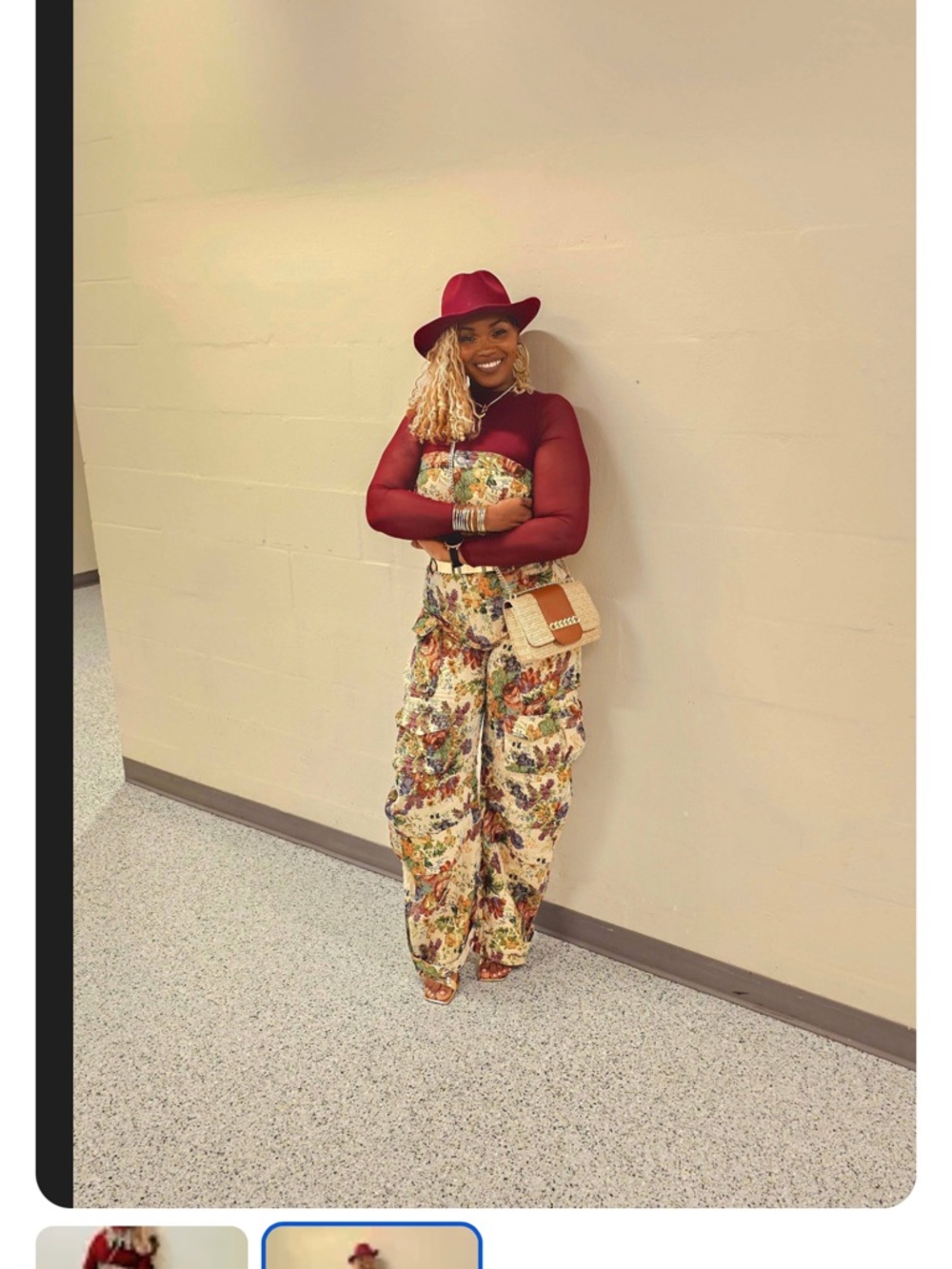 Akira Strapless Floral Cargo Jumpsuit in Multicolor - Picture 6 of 10